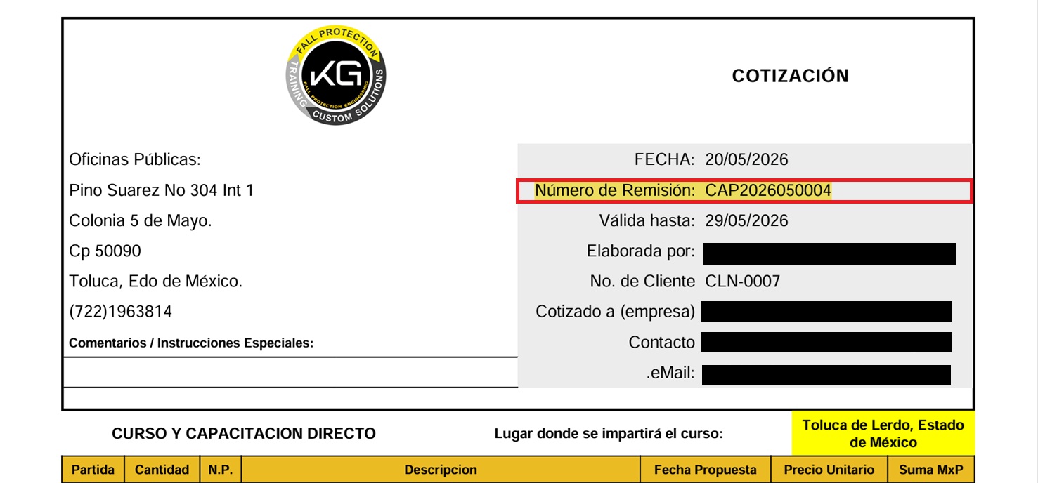 Ejemplo de cotización